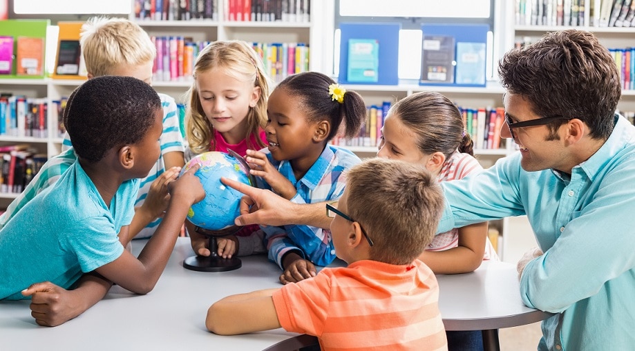 Teacher with children