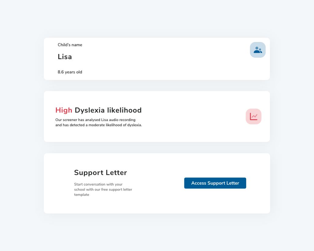 Dyscreen dyslexia test report sample