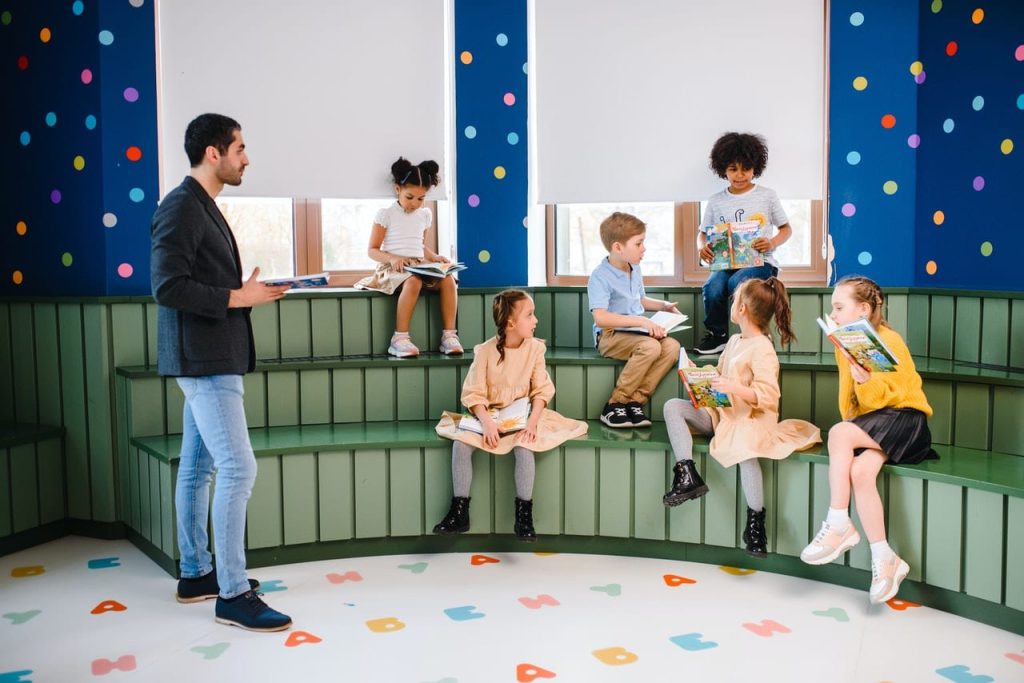 Teacher reading to students