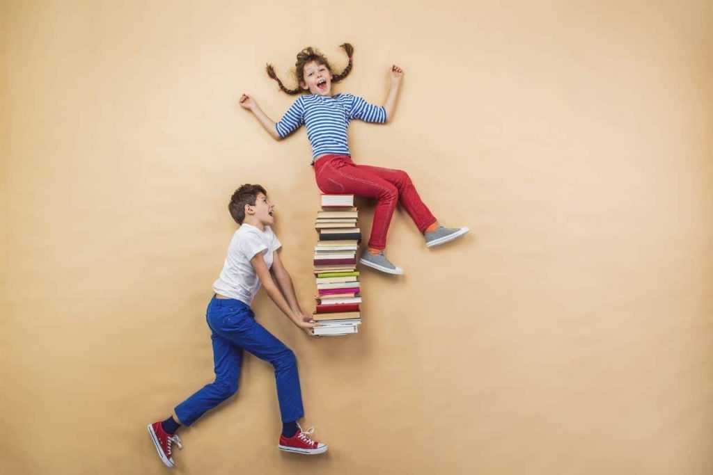 student having fun with book