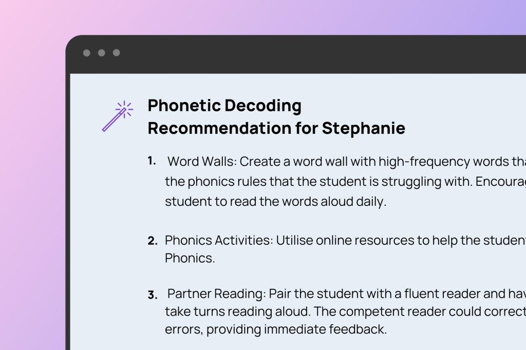 Dystutor personalised recommendations