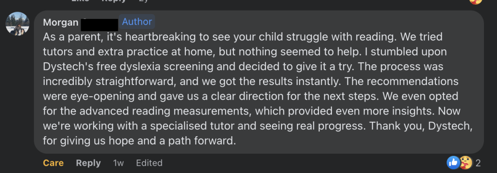 Dystech Facebook testimonial