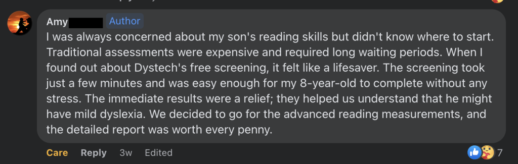 Dystech Facebook testimonial